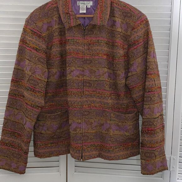 Coldwater Creek Pastel Tapestry Zip Up Jacket XL - Picture 7 of 16